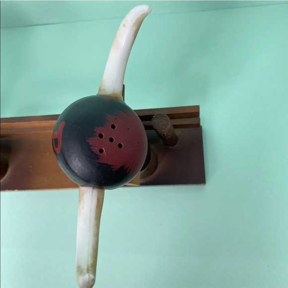 Vintage Salt And Pepper Shakers Wooden Folk Art Style Oxen Cattle Steer Japan - Picture 11 of 12